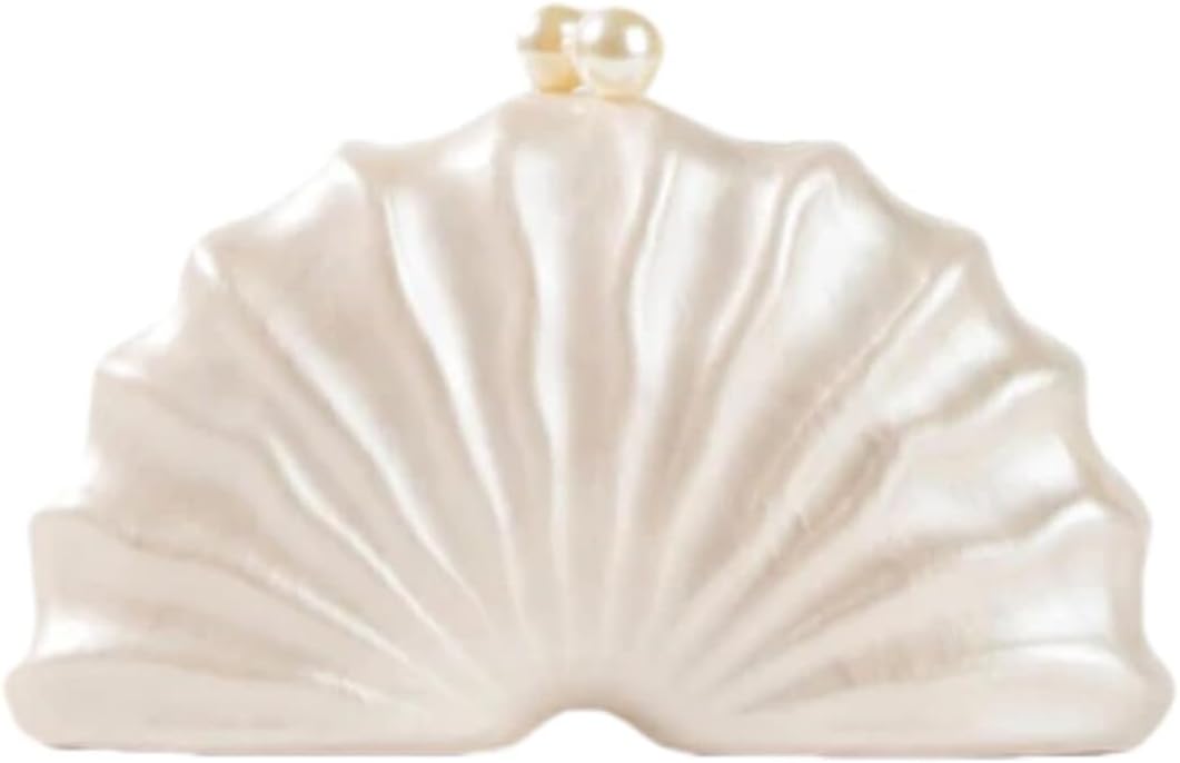 Women Acrylic Shell Shaped Clutch Luxury Marble Acrylic Evening Handbag Unique Chain Shoulder Bag Wedding Party Purses