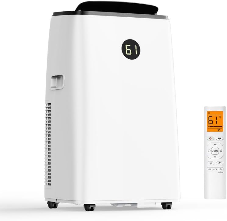 14000BTU Portable Air Conditioners with Remote Control, Dehumidifier & Fan Mode, Floor Stand up Cooling Portable AC Unit for Large Room up to 700 sq.ft, Sleep,Timer & Auto Swing Function