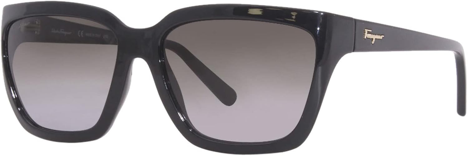 Salvatore Ferragamo Sunglasses Square Full Rim, Black Frame and Grey Gradient Lens SF1018S001