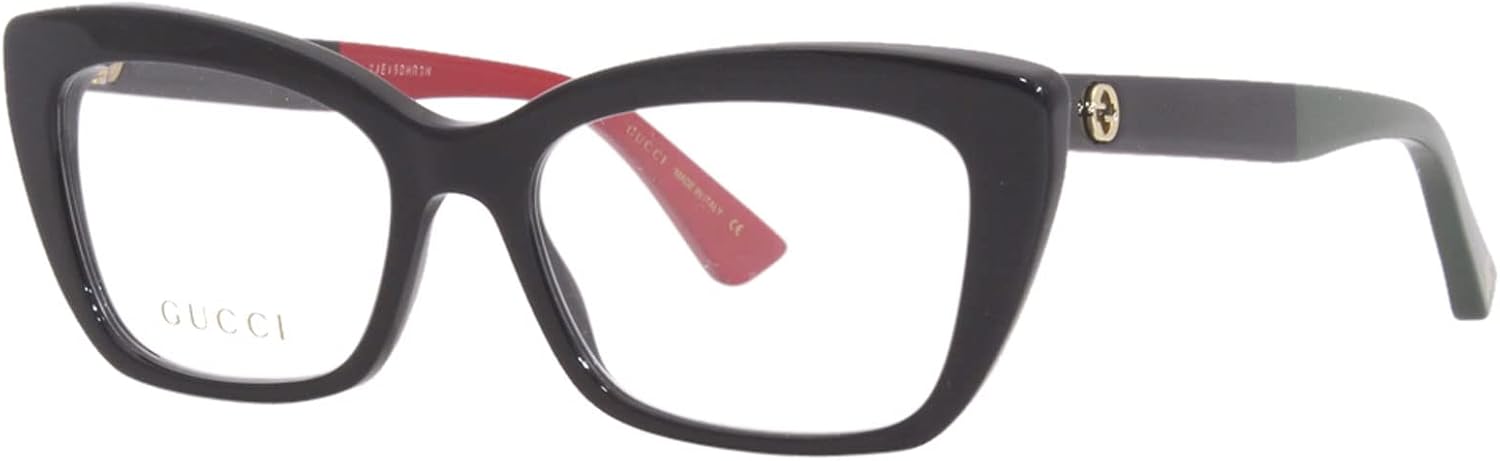 Gucci Petite Fit Eyeglasses GG0165ON 003 Black/Red/Green 51mm 165