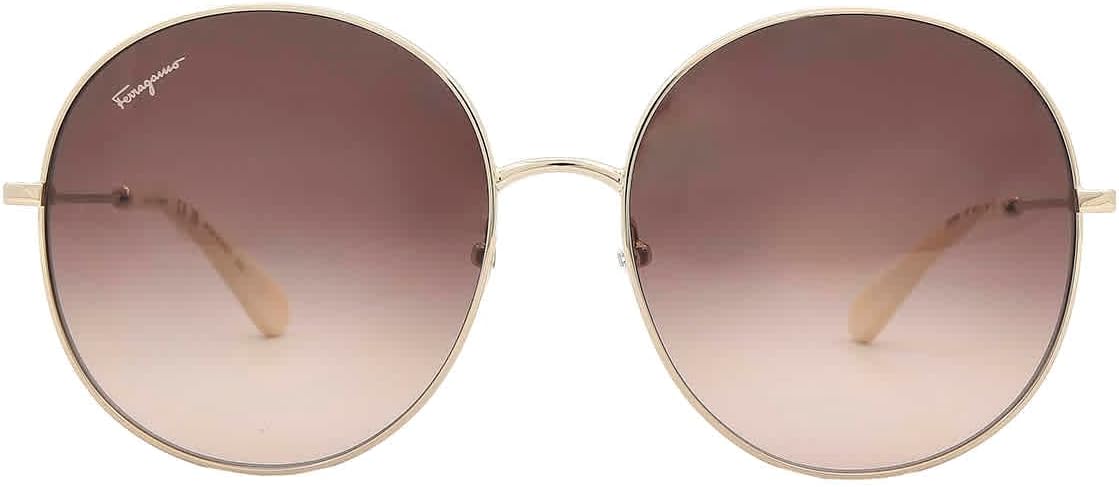 Salvatore Ferragamo Brown Gradient Round Ladies Sunglasses SF299S 703 60, Gold