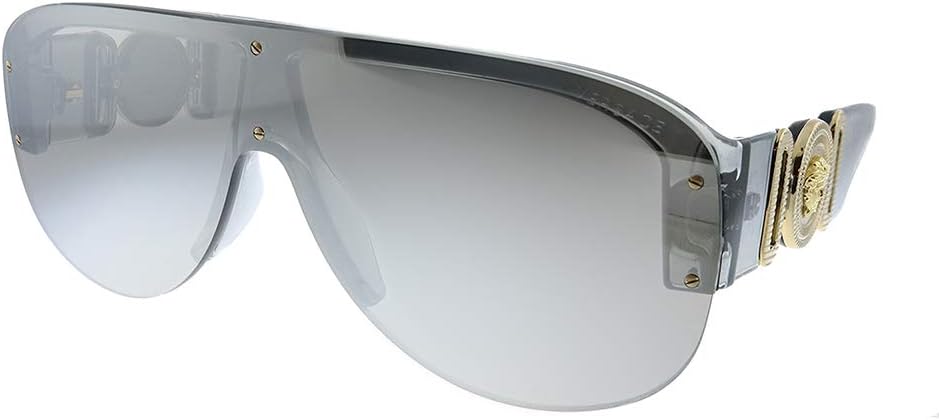 Versace VE 4391 311/6G Transparent Grey Plastic Shield Sunglasses Grey Mirror Lens