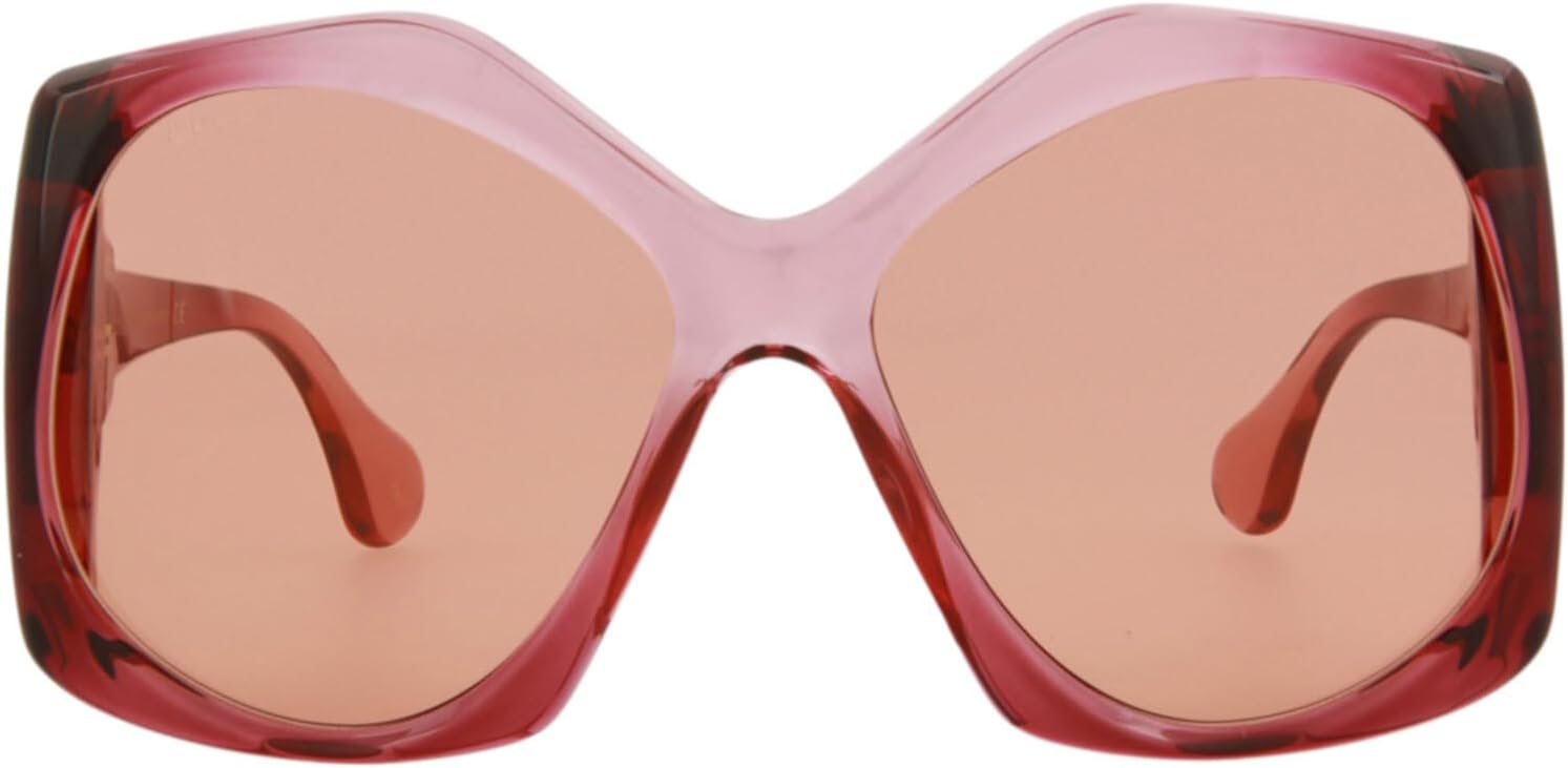 Gucci Women's Oversized Square Sunglasses, Pink Injection Frame, Orange Lenses, 61mm Lens Width, Made in Italy Designer Eyewear