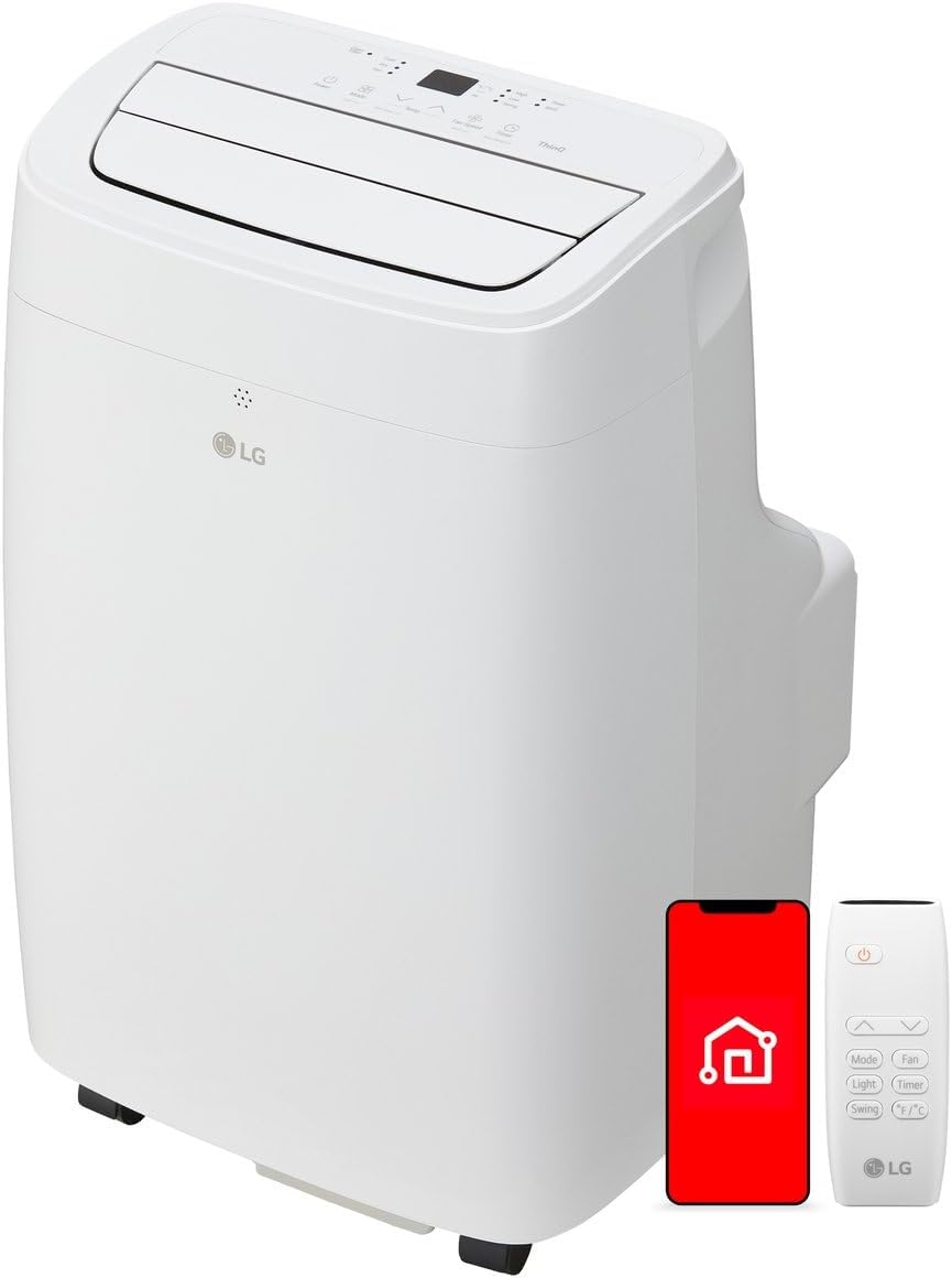 LG 7,300 BTU (DOE) / 11,000 BTU (ASHRAE) Smart Portable Air Conditioner, Cools 300 Sq.Ft. (15' x 20' room size),Smartphone & Voice Control works with LG ThinQ, Amazon Alexa and Hey Google, 115V | 7, 3