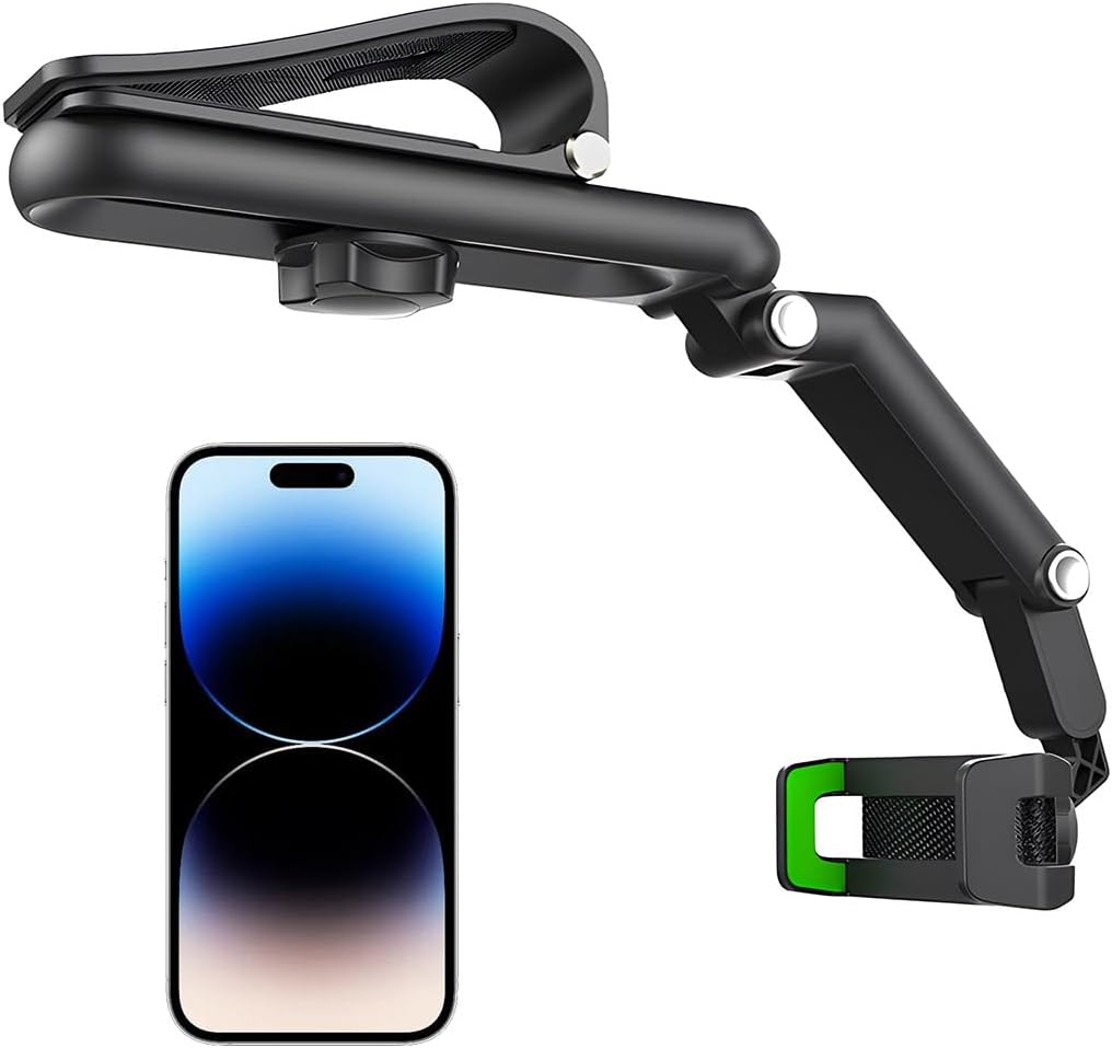 Rotatable and Retractable Car Phone Holder - 1080 Multifunction Sun Visor Universal 360 Rotating Cell Phone Holder Mobile Mount for Vehicle Rear View Mirror