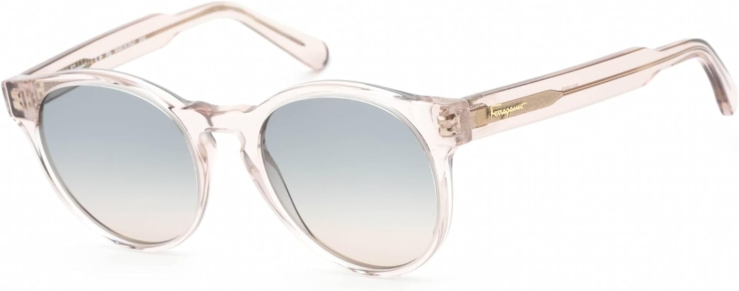 Salvatore Ferragamo Sunglasses Round Full Rim, Crystal Nude Frame and Smoke Rose Gradient Lens SF1068S260