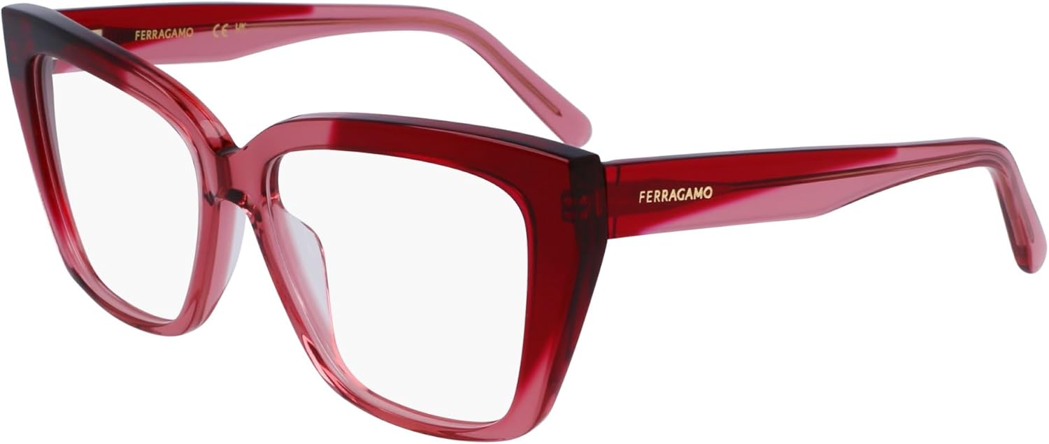 FERRAGAMO SF2939N 617 TRANSPARENT BURGUNDY/ANTIQUE R 54/15/140 FEMALE Eyewear Frame