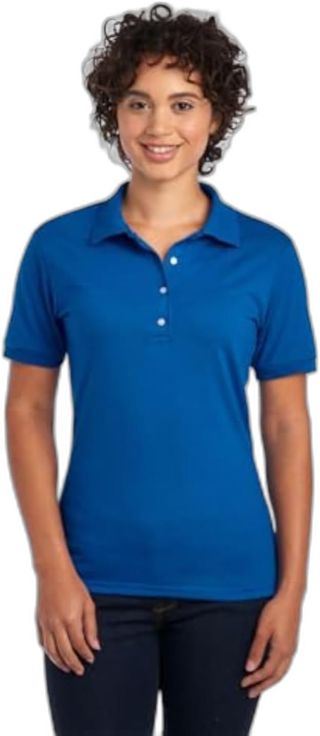 Jerzees Women's Dri Power Cotton Blend Short Sleeve Polo Shirts, Moisture Wicking for All Day Comfort