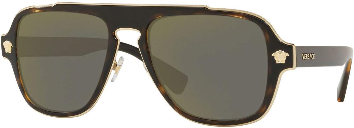 Versace VE 2199 12524T Havana Plastic Square Sunglasses Grey Mirror Lens