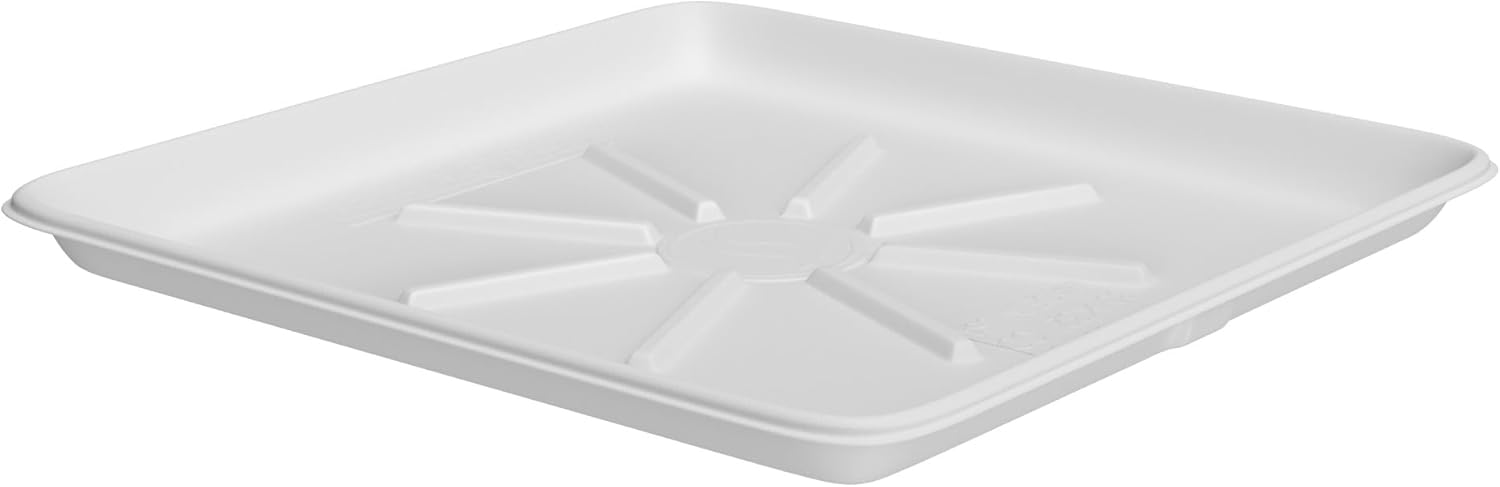 Jones Stephens J04300 28" x 30" Washing Machine Pan with Side Mount Drain - White