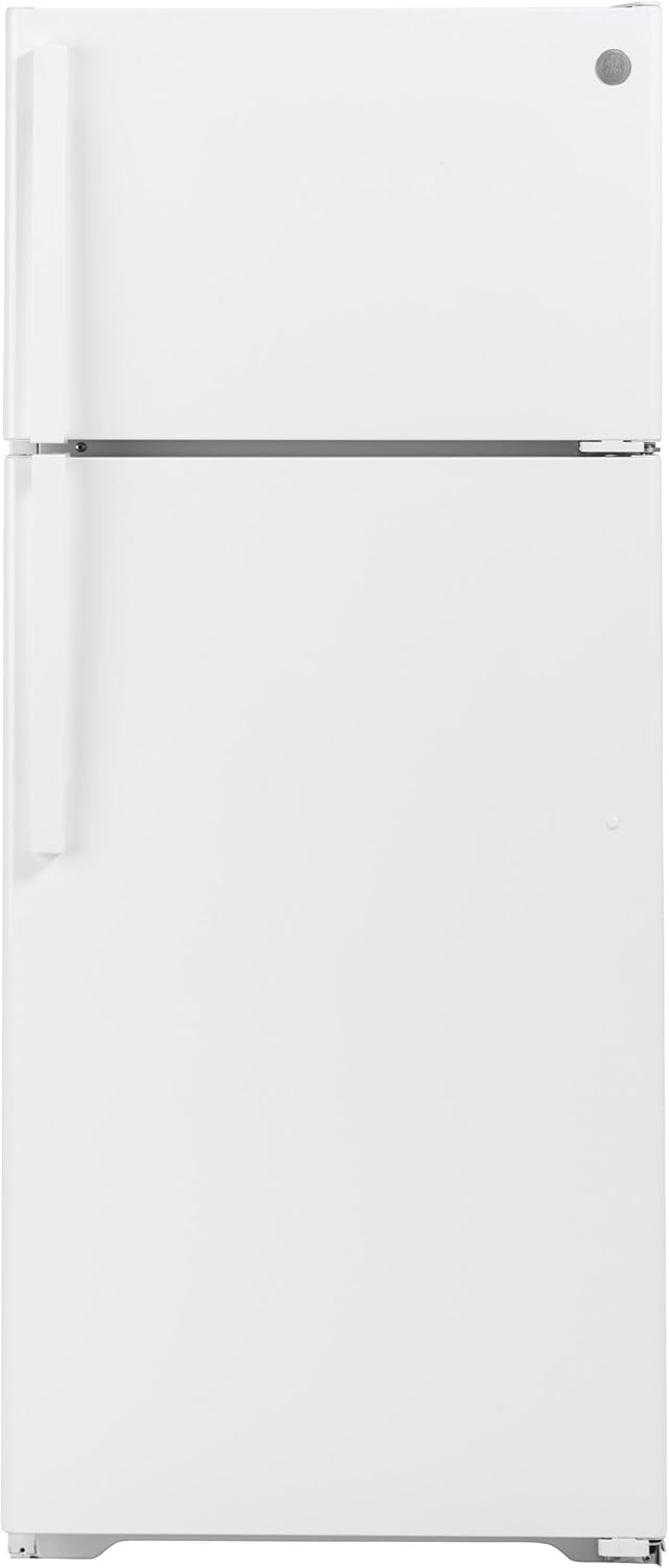 GE GTS18HGNRWW 28 Inch Top Freezer Refrigerator with 17.5 Cu. Ft. Capacity, Reversible Hinges, Gallon Door Shelves, Adjustable Glass Shelves, Frost Free