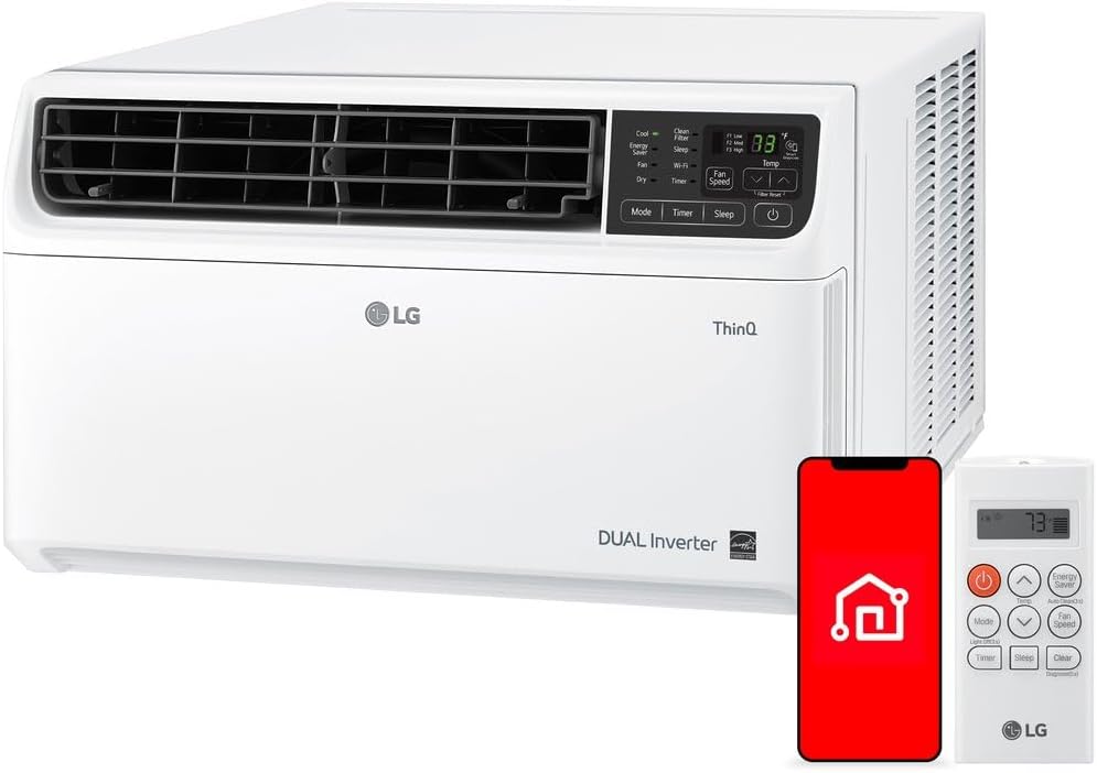 LG 10,000 BTU Smart Window Air Conditioner, 115V, Cools 450 Sq. Ft. for Bedroom, Living Room, Apartment, Dual Inverter, Quiet Operation, Energy Star, works with LG ThinQ, Amazon Alexa and Hey Google |