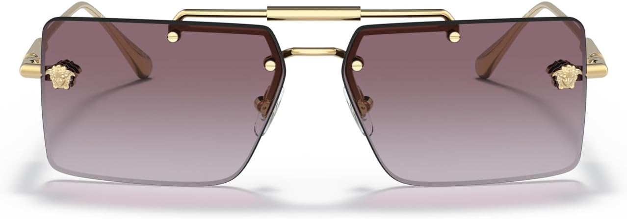 Versace VE 2245 10028H Gold Metal Rectangle Sunglasses Purple Gradient Lens