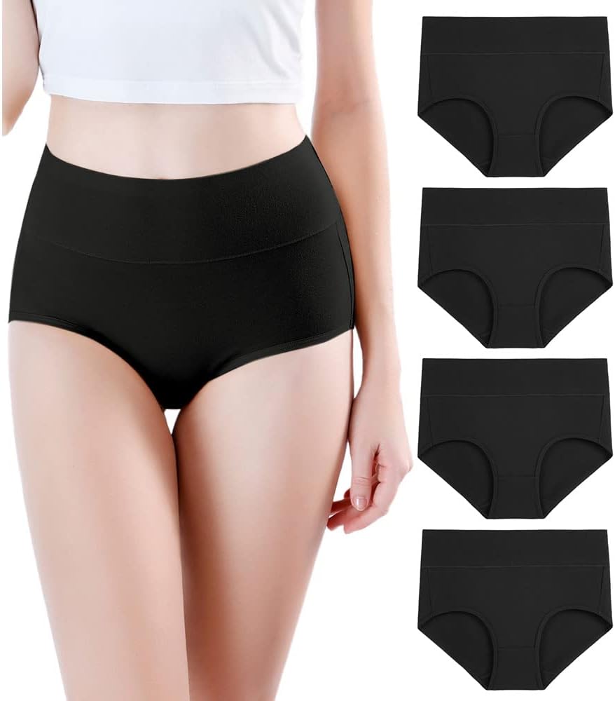 wirarpa Women's Modal Underwear Soft High Waist Briefs Ladies Panties 4 Pack