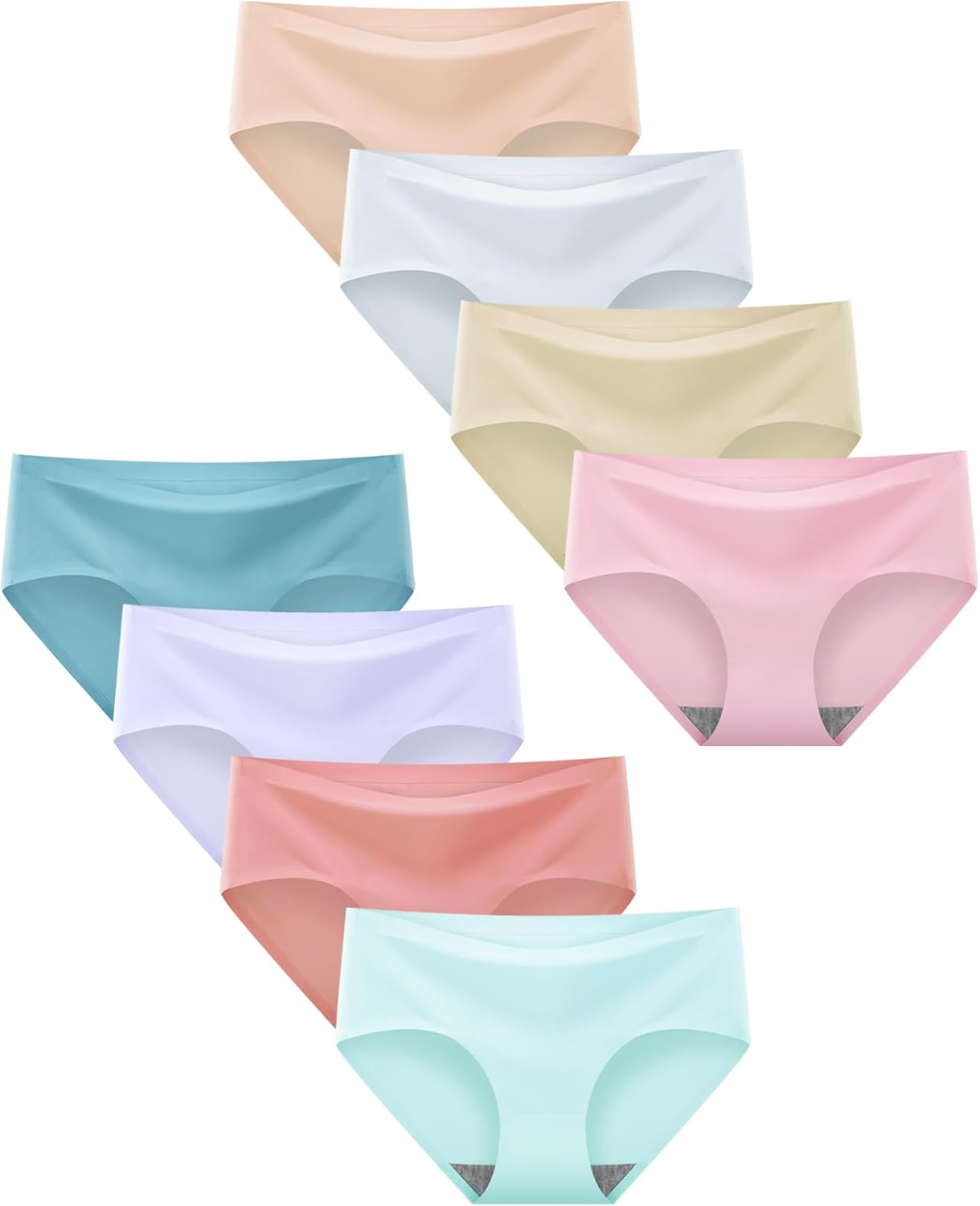 Finihen Teen Girls Underwear Seamless Stretch No Show Panties Multi-Pack | 7-16year,Invisible fit dresses tight,Ice silk,Breathable comfort no chafing
