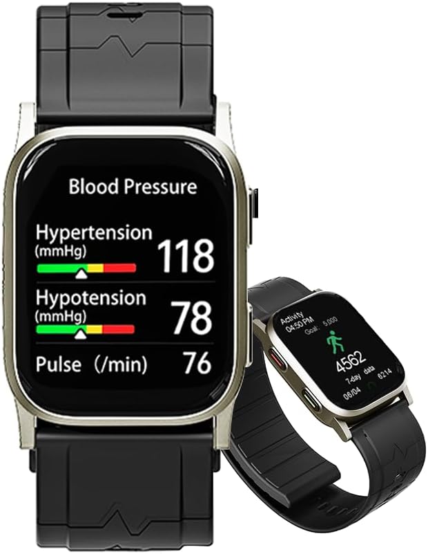 AI Gold-Tone Metal BP Smartwatch, FDA 510(k) Cleared, Airbag Blood Pressure, Mental Tracking, Rate, Blood Oxygen,Sleep, Fitness, Free AI Membership for Health Analysis & Risk Predictions,Bluetooth