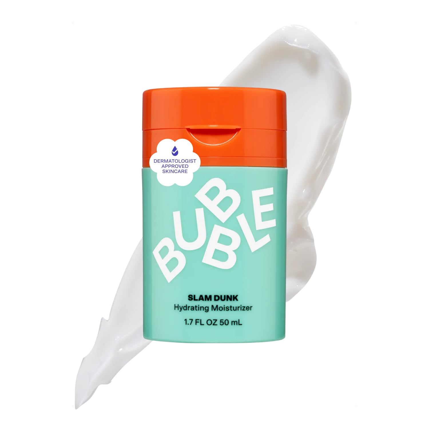 Bubble Skincare Slam Dunk Hydrating Face Moisturizer - Travel Size Lightweight Face Lotion with Vitamin E + Aloe Vera - Daily Facial Moisturizer for Normal + Dry Skin with Blue Light Protection (50ml)