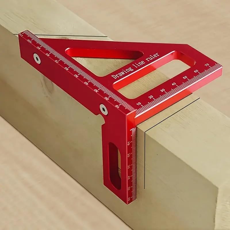 1pc Aluminum Alloy 45°/90° Miter Triangle Ruler, Woodworking Square Protractor with 3D Multi Angle Layout Measuring Tools(mm)