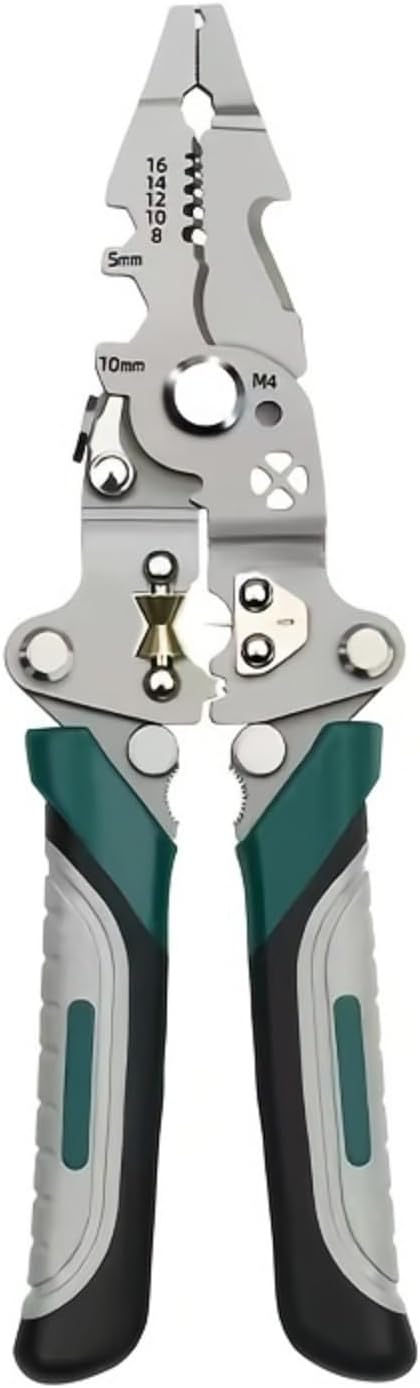 18 in 1 Multi Tool Multifunctional Folding Pliers Heavy-Duty Collapsible Electrician's Wire Stripper, Crimper & -Grade High Carbon Steel Tool Suitable for All Electrical Work, Precision Wire Strippin