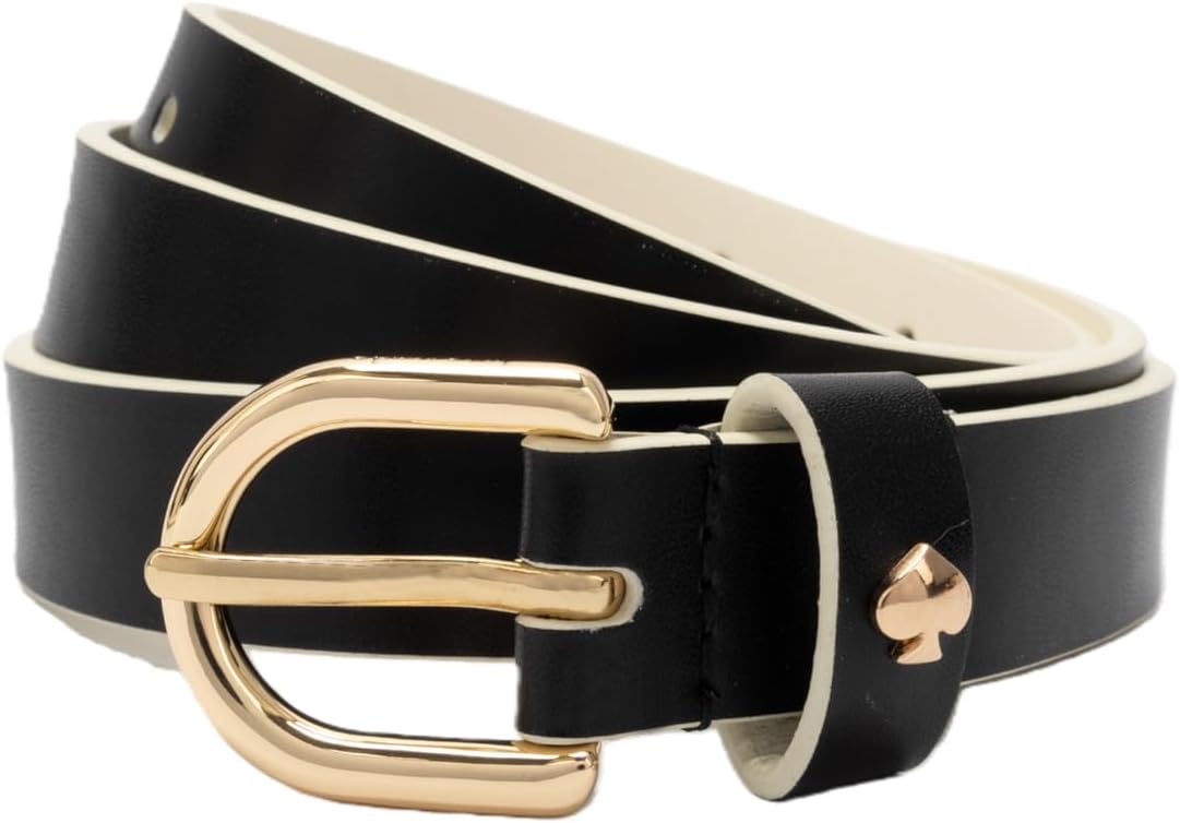 kate spade new york Women's .8 Inch Belt With Pop Color Edge, Stylish Accessory for Everyday, Adjustable Fit