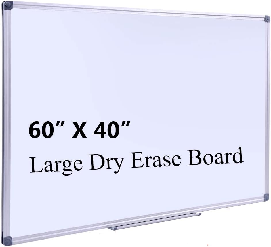 60" x 40" Magnetic Dry Erase White Board for Teacher Students | Large Wall Mounted Whiteboard, Aluminum Frame, For Office, Classroom & Home, Presentation Board, Smooth Writing Surface