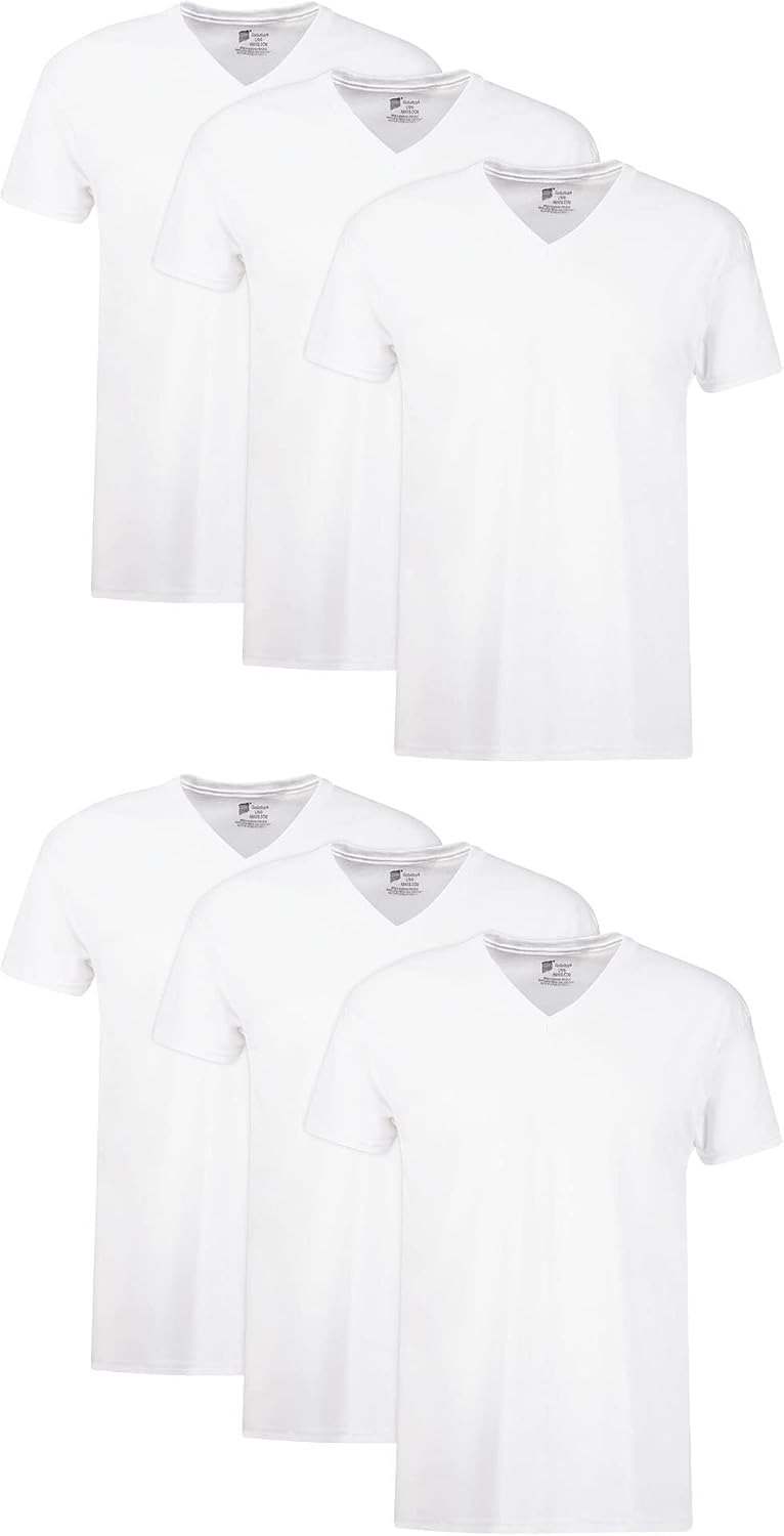 Hanes Men's Undershirts T-Shirt Pack, V-Neck Cotton Tees for Men, Moisture-Wicking, Odor Control, White Multi-Pack