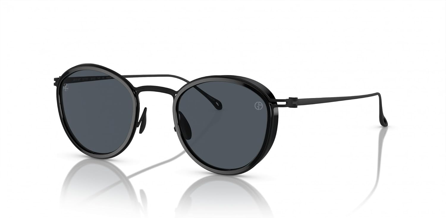 GIORGIO ARMANI Man Sunglasses Shiny Black Frame, Dark Grey Lenses, 46MM