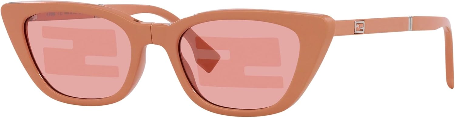 FENDI Injected Touch of FF Sunglasses, Pink & Silver, Luxury Designer Eyewear with FF Logo Temples, 100% UV Protection, Made in Italy