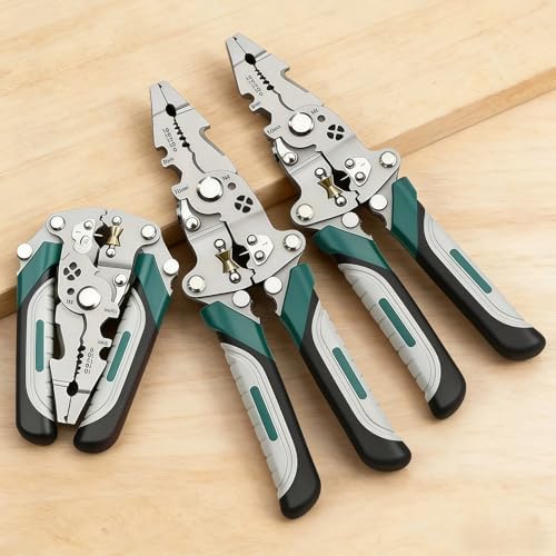 1PCS Collapsible Wire Stripping Pliers Multi Function Electrician Tool with Crimping, Cutting, and Wrench Features, Compact Foldable Design for Easy Storage