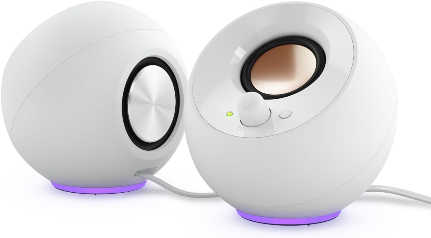 Creative Pebble SE 2.0 Desktop Speakers for PC/Laptop, White | 2.0 speakers, USB-Powered, Compact, Stereo, Desktop Speakers, PC Audio, Minimal Design, Laptop Speakers, White
