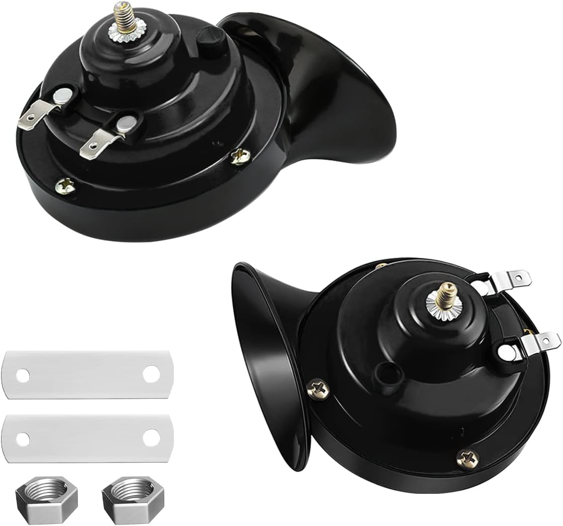 12V Waterproof Air-Electric Snail Horn Kit, Black | replacement use, for compatible electrical systems, cars motorcycles trucks bikes and boats, automotive electrical parts