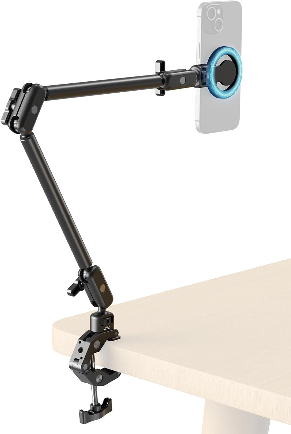 SMALLRIG Desktop Clamp Magic Arm Kit for MagSafe for iPhone, 55cm / 21.6" Two-Stage Adjustable Flexible Arm with Secure Grip for Smartphone, Webcam, Action Cameras - 5626
