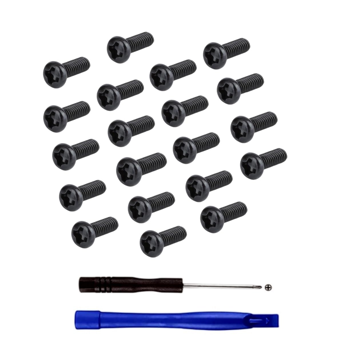 Cell Phone Screws Replacement Kit 20 Pack - Tiny Screws with Small Screwdriver for Samsung LG Android Smartphones Eyeglasses Sunglasses Repair (Black)