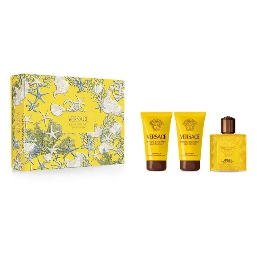 Versace Eros Energy by Versace for Men - 3 Pc Gift Set 1.7oz -EDP Spray, Bath and Shower Gel, After Shave Balm