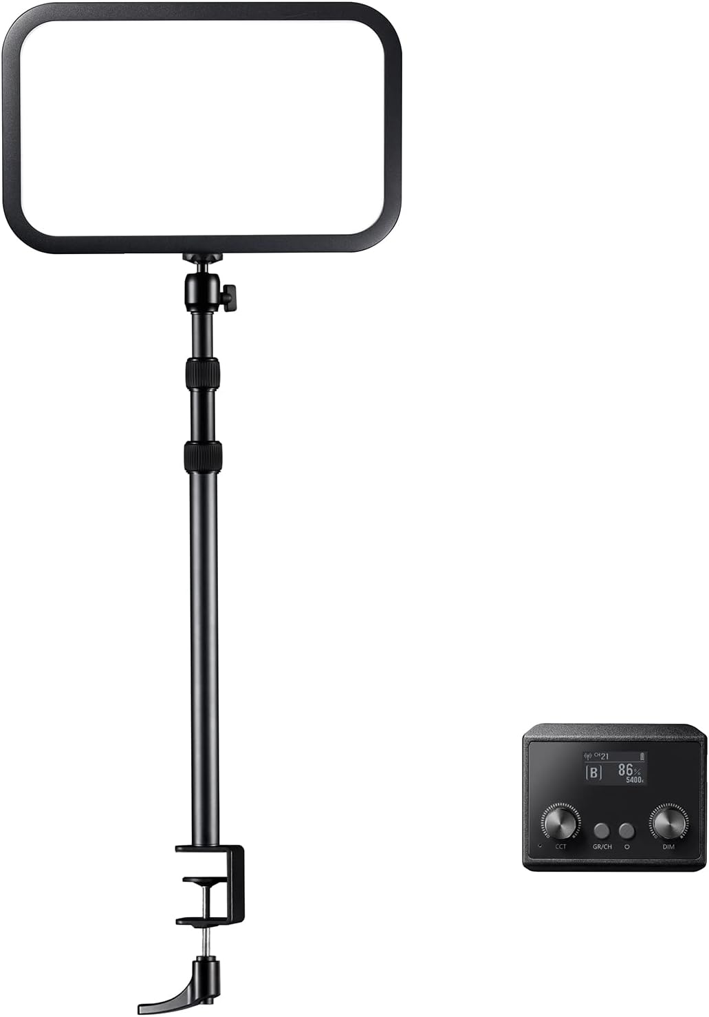 Godox ES45 Desktop LED Key Light for Streaming&Video Calls, Soft Dimmable 2800K-6500K, Magnetic Remote, App Control, Extendable Clamp Stand, Flicker-Free Light for YouTube, Twitch, Zoom&Home Office