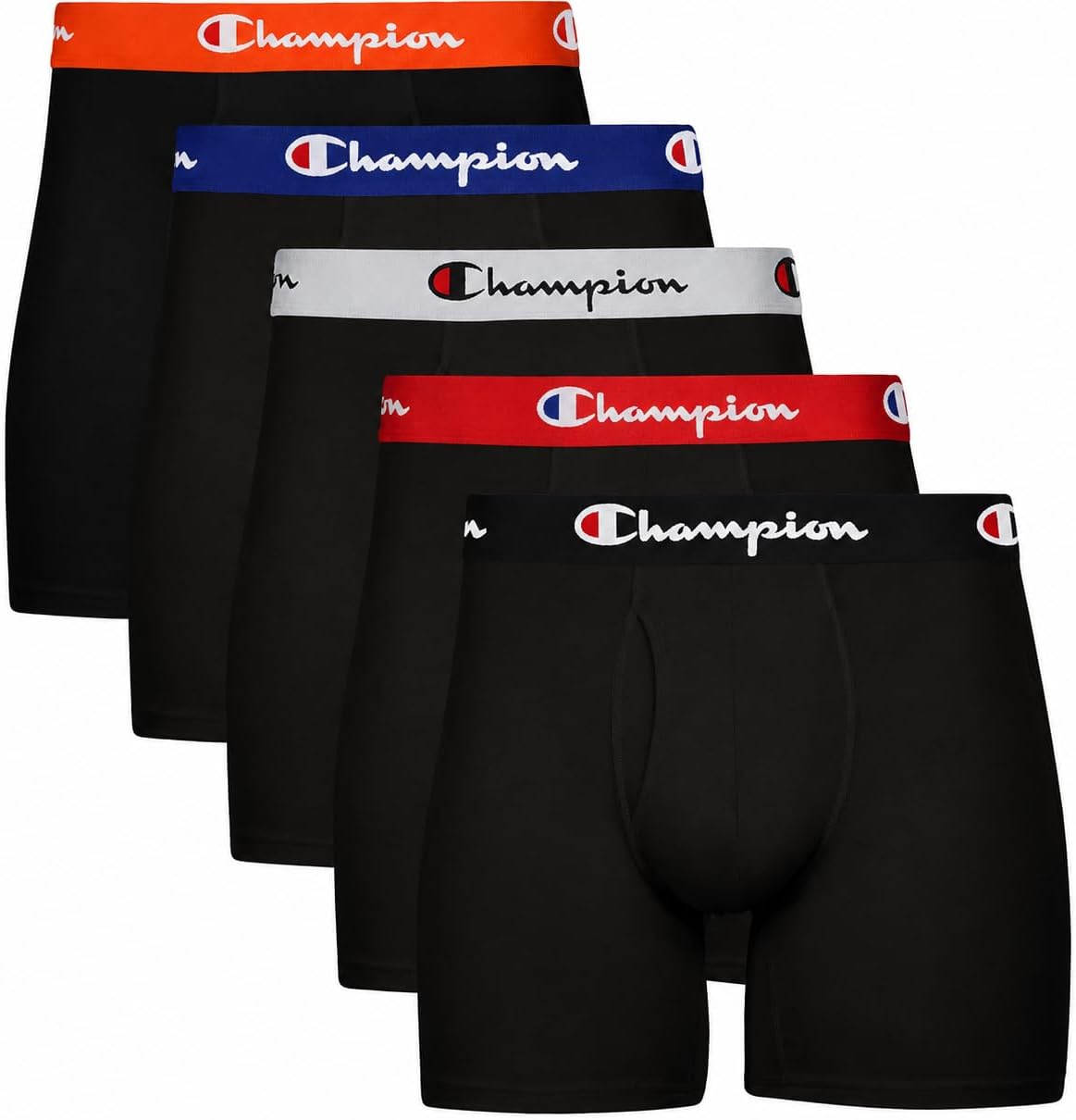 Champion Men's Everyday Cotton Stretch 5 Pack Boxer Briefs, Total Support Pouch, Moisture-Wicking, No Ride-up Fit