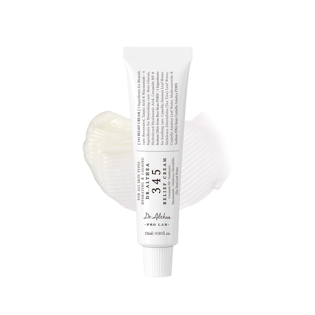 Dr.Althea 345 Relief Cream, Korean Skincare, 0.50 Fl Oz (Ver.2 - Pack of 1) | PDRN, Hyaluronic Acid for Instant Hydration, Blemish, Post-Acne Vegan Face Moisturizer with Centella, Non-comedogenic