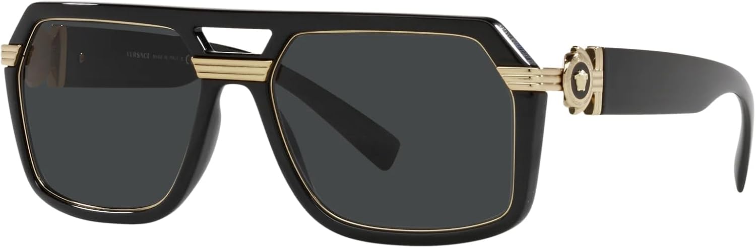 Versace Man Sunglasses Black Frame, Dark Grey Lenses, 58MM