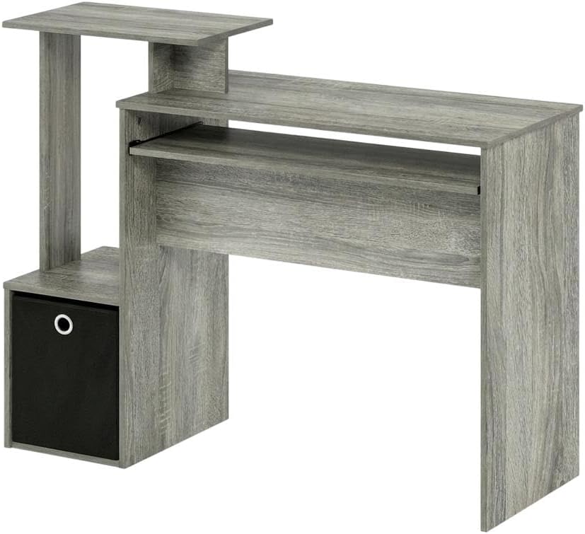 French Oak Multipurpose Home Office Computer Writing Desk with Bin, Durable Wood Material, Stylish Design for Workspace