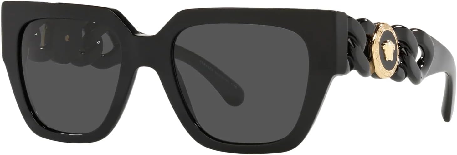 Versace Woman Sunglasses Black Frame, Dark Grey Lenses, 53MM