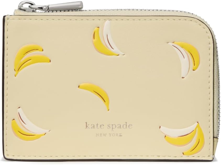 kate spade new york Mini Zip Card Case Banana Printed Leather Mini Zip Card Case