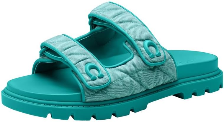 COACH womens Sculpted C Leather Double Band Sandals