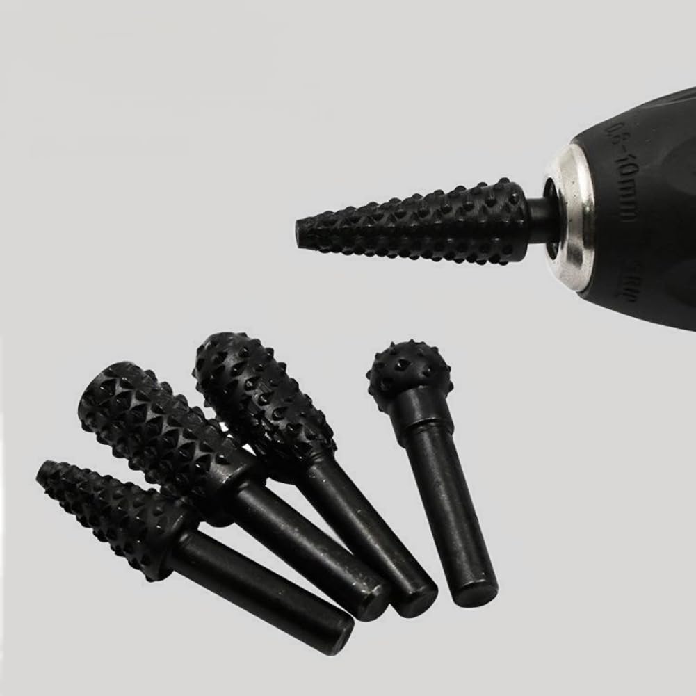 5PCS 1/4" 6mm Rotary Rasp Drill Bit Set, File Rasp Drill Bit - for Engraving Polishing Grinding
