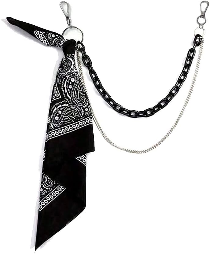 Punk Hip Hop Jean Pants Chain Belt Waist Chains Bandana Acrylic Keychain