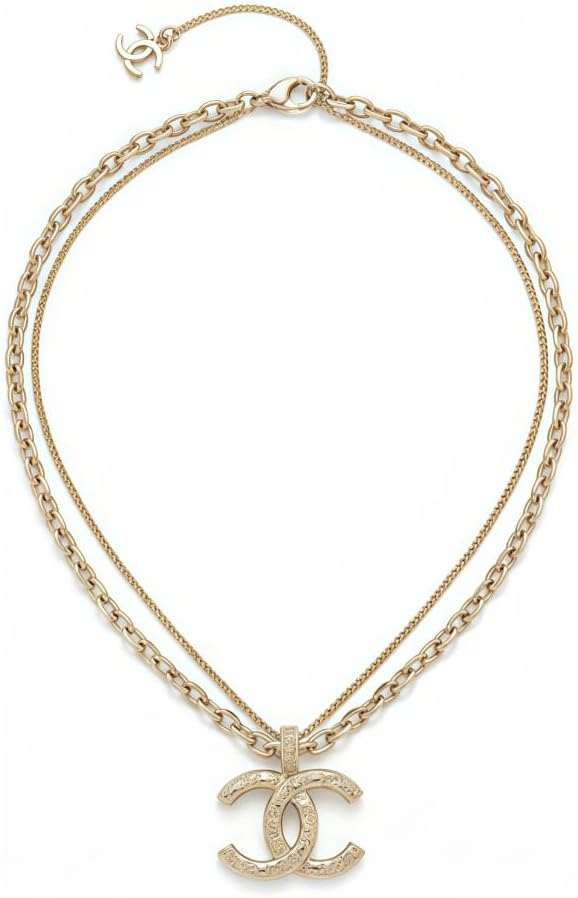 Women's Luxury designer 18K Gold-Plated Layered Necklace, Designer Inspired Jewelry double chain Pendant Necklace ,Elegant Letter Design, Non-Allergenic, Valentine's Day Necklace For Women,Personalize