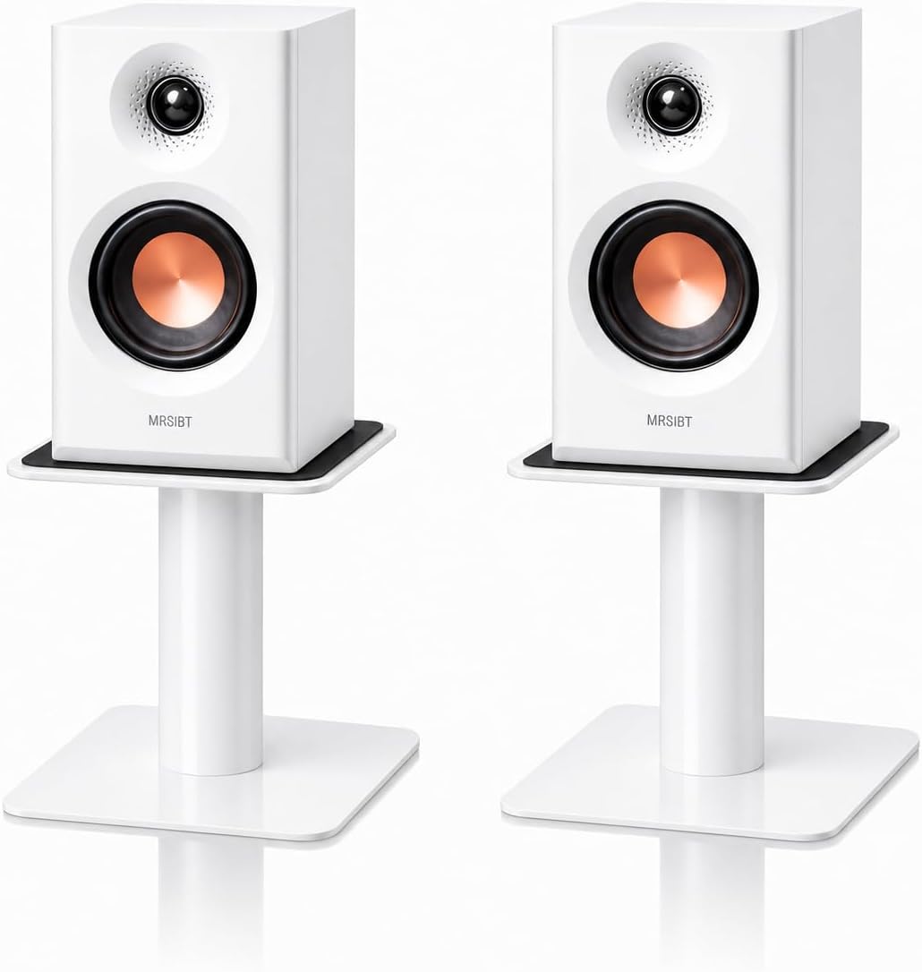 4-6.5 Inch Desktop Speaker Stands with Cable Management, 44lbs Heavy Duty Steel Desk Speaker Stand for Bookshelf Speakers & Studio Monitors, Stable Desktop Speaker Stand Pair, Cleaner Desk Audio Setup