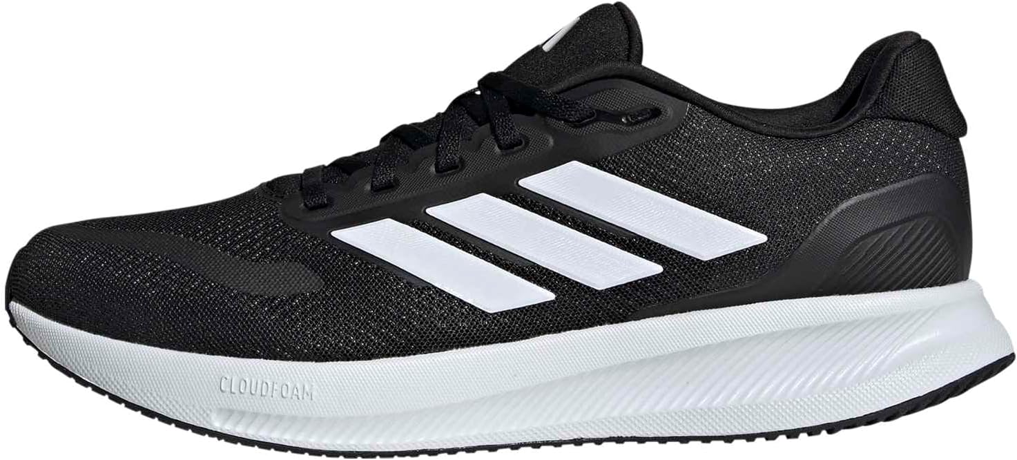 adidas Mens Runfalcon 5 Wide Running Sneakers Shoes - Black