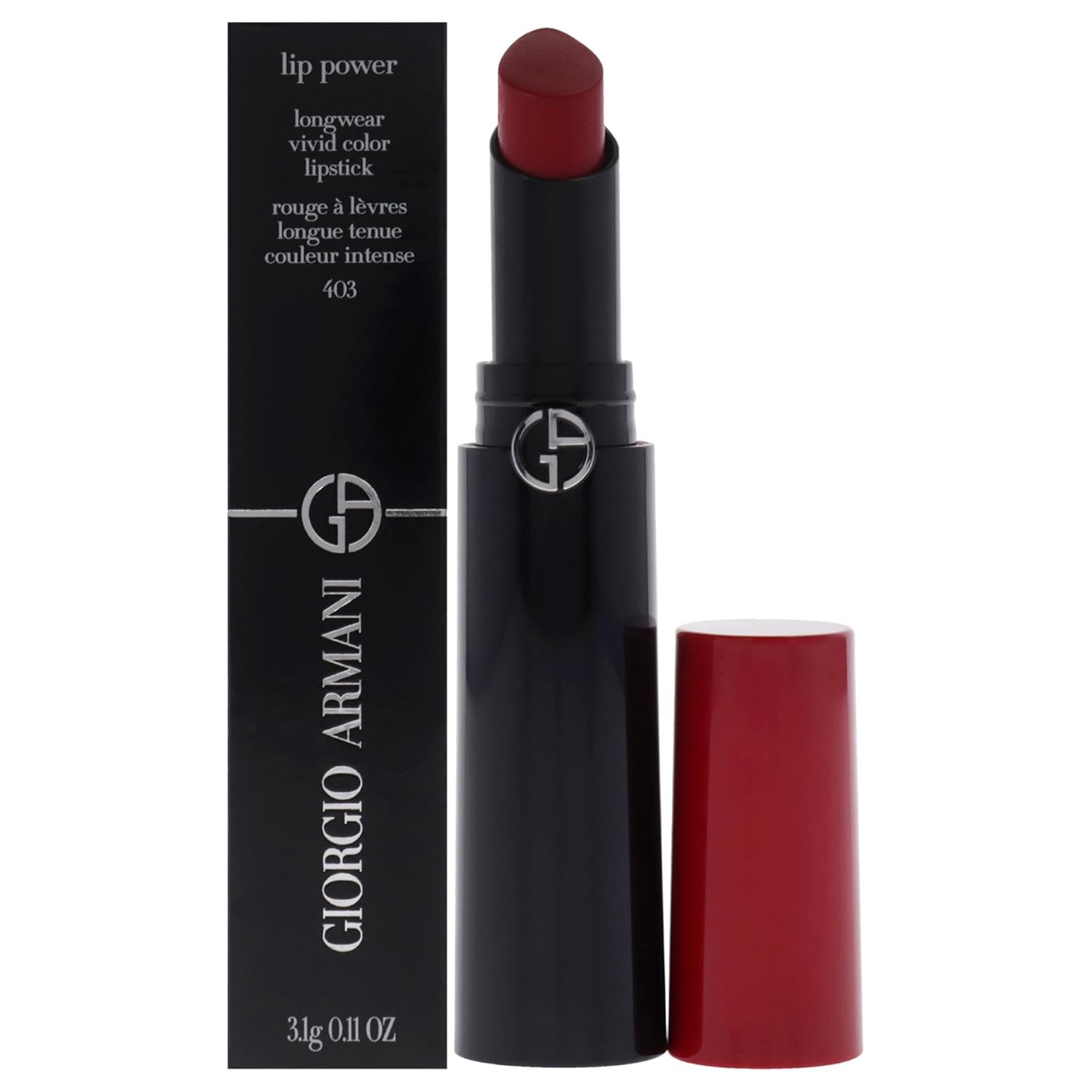 Giorgio Armani Lip Power Longwear Vivid Color Lipstick - 403 Fighter for Women - 0.11 oz Lipstick