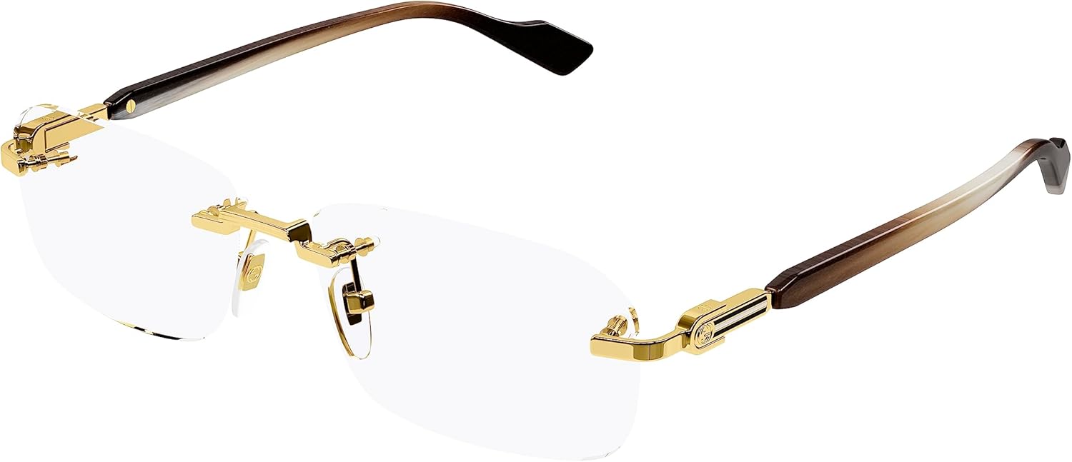 Gucci GG1221O 002 Gold Rectangular Men's Eyeglasses