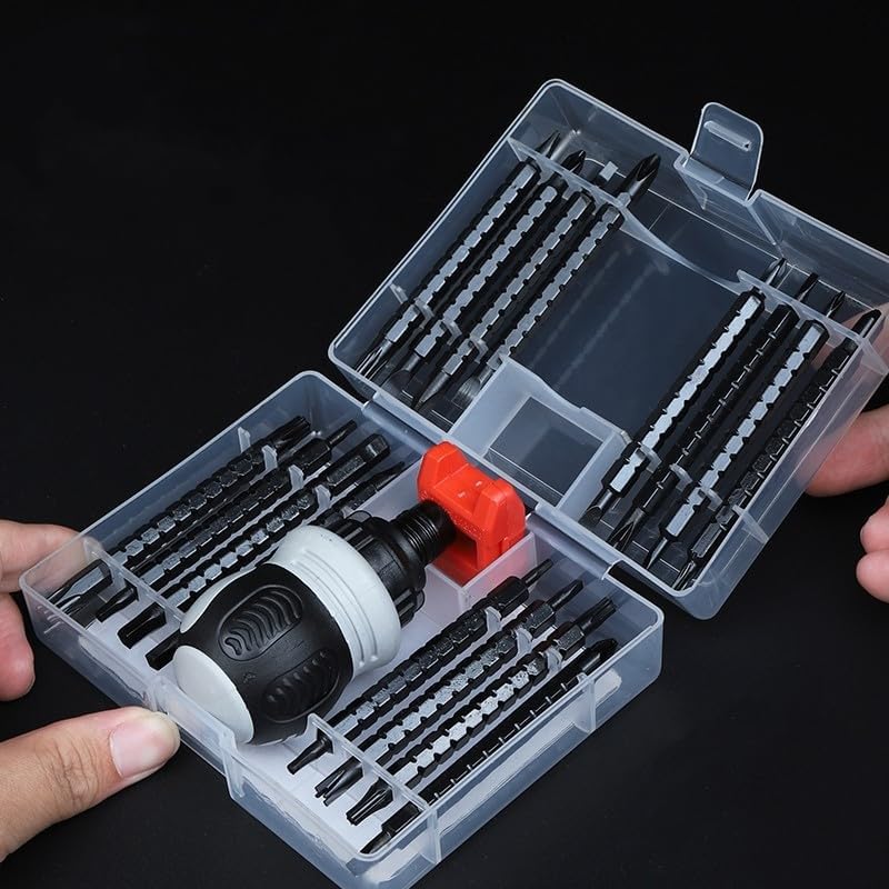 34 in 1 Ratchet Screwdriver, Multifunctional Self Locking Driver with Double End Drill Bits for All Work in Small Spaces
